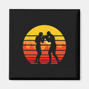 Vintage Muay Thai Figher Retro Thai Kickboxing Kic Magnet