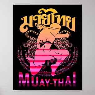 Vintage Muay Thai Fighter Thailand Thai Boxing Kic Poster