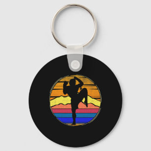 Vintage Muay Thai Retro Sunset Funny Kickboxing Gi Key Ring
