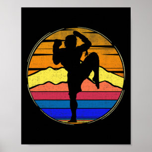 Vintage Muay Thai Retro Sunset Funny Kickboxing Gi Poster