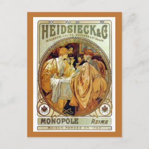 Vintage Mucha Heidsieck & Co. Postcard