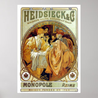 Vintage Mucha Heidsieck & Co. Poster