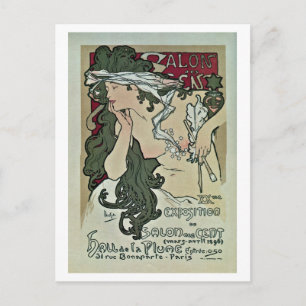 Vintage Mucha Salon des Cent art expo Postcard