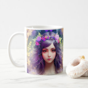 Vintage Mucha Style Beautiful Woman Portrait Coffee Mug