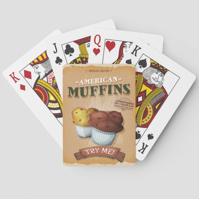 Vintage Muffin Ad Playing Cards (Back)