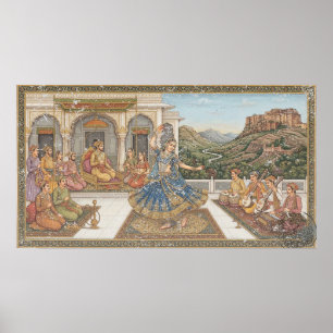 Vintage Mughal Court Miniature Kathak Heritage Art Poster