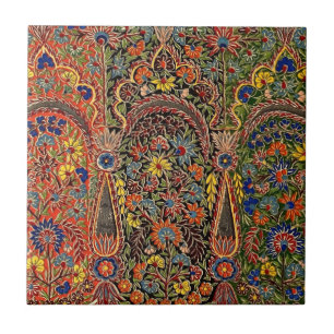 Vintage Multicolored Floral Pattern Tile