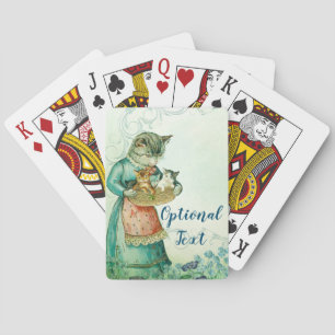 Vintage Mum Cat with Kittens Playing Cards
