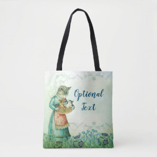 Vintage Mum Cat with Kittens Tote Bag