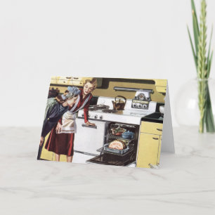 Vintage Mum in the Kitchen Cooking an Easter Ham Card