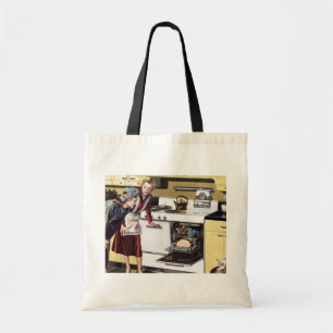 Vintage Mum in the Kitchen Cooking an Easter Ham Tote Bag