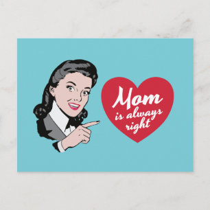 Vintage "mum is always right" illustration postcard