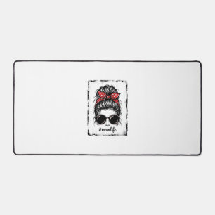 Vintage Mum Life Messy Bun Bandanna Shirt Design_1 Desk Mat