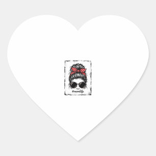 Vintage Mum Life Messy Bun Bandanna Shirt Design_1 Heart Sticker