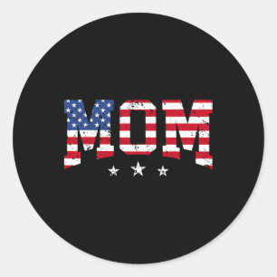 Vintage Mum Mother's Day American Mum Usa Flag 4th Classic Round Sticker