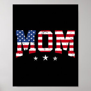 Vintage Mum Mother's Day American Mum Usa Flag 4th Poster