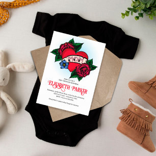 Vintage Mum Tattoo Baby Shower Invitation