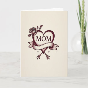 Vintage Mum Tattoo Heart Card