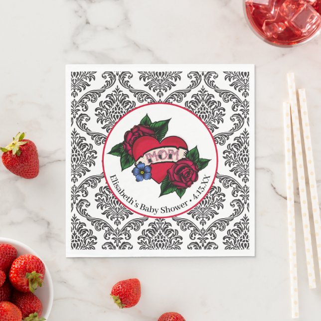 Vintage Mum Tattoo Paper Napkins (Insitu)