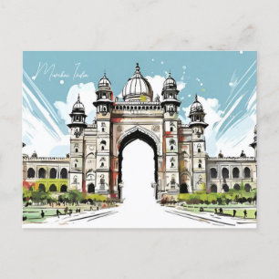 Vintage Mumbai, India Travel watercolor tourism Postcard