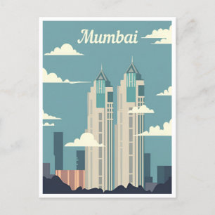 Vintage Mumbai, India Travel watercolor tourism Postcard