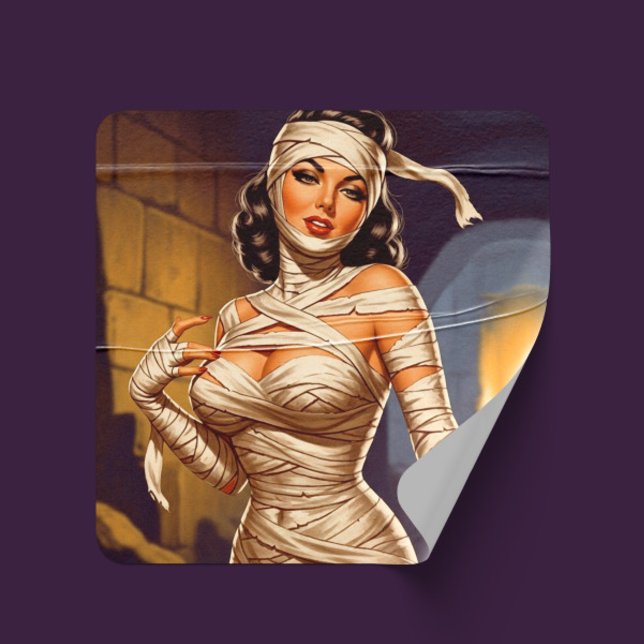 Vintage Mummy Pin-up Square Sticker (Creator Uploaded)