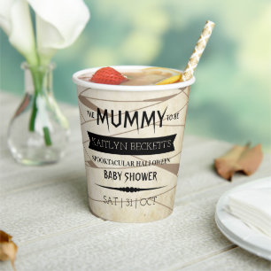 Vintage Mummy To Be Halloween Baby Shower Paper Cups