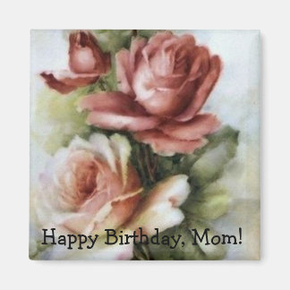 Vintage Mum's Birthday Magnet with Roses