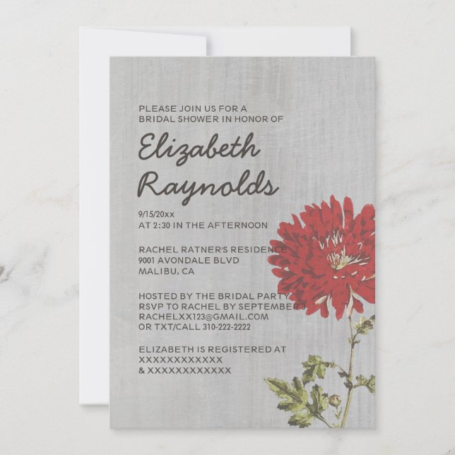 Vintage Mums Bridal Shower Invitations (Front)