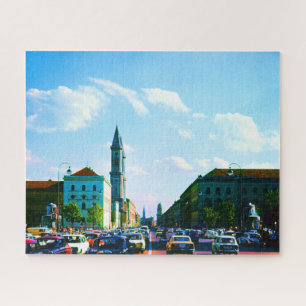 Vintage Munich ludwigstraße University church Jigsaw Puzzle