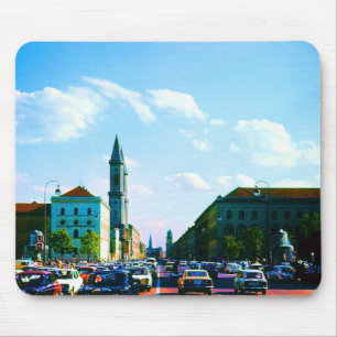 Vintage Munich ludwigstraße University church Mouse Pad