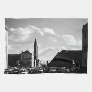 Vintage Munich ludwigstraße University church Tea Towel