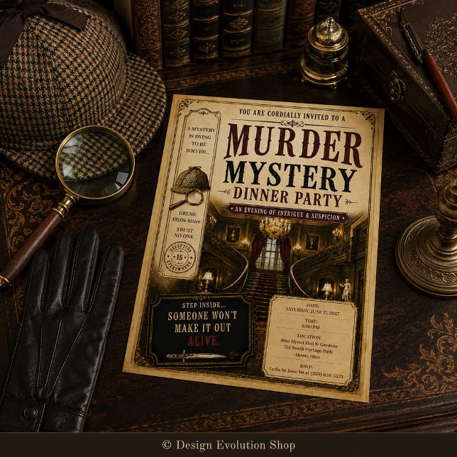 Vintage Murder Mystery Dinner Party Invitation (Creator Uploaded)