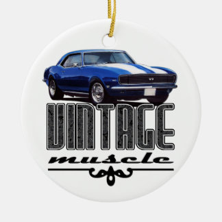 Vintage Muscle Blue Camaro Ceramic Tree Decoration