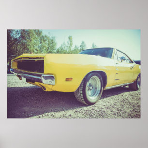 Vintage muscle car photo poster
