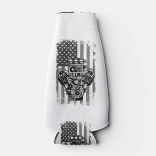 Vintage Muscle Car Piston American Flag Funny Mech Bottle Cooler
