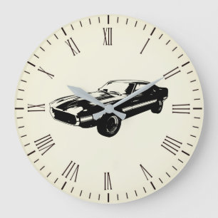 Vintage Muscle Car Silhouette Wall Clock