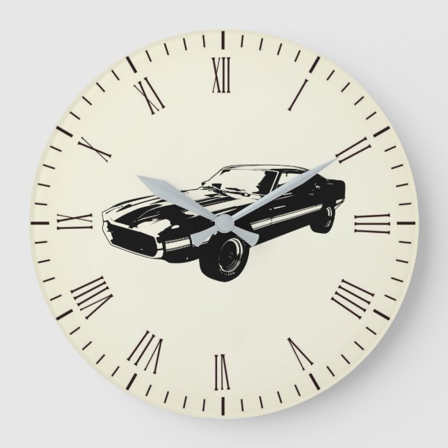Vintage Muscle Car Silhouette Wall Clock (Front)