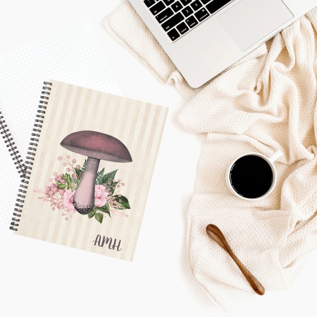 Vintage Mushroom and Floral Monogram Journal (Creator Uploaded)