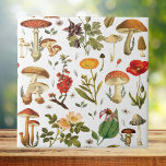 Vintage Mushroom and Wildflower Seamless Pattern Tile<br><div class="desc">Bring nature beauty home with our Vintage Mushroom and Wildflower Seamless Pattern ceramic tile. A touch of rustic charm elegance for your space!</div>