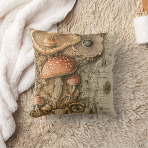 Vintage Mushroom Botanical Chart (1) Cushion