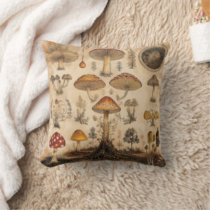 Vintage Mushroom Botanical Chart (6) Cushion