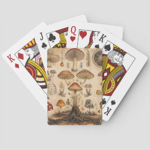 Vintage Mushroom Botanical Chart (6) Playing Cards