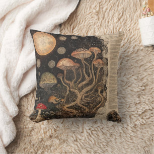 Vintage Mushroom Botanical Chart (7) Cushion