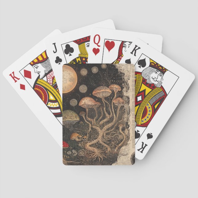 Vintage Mushroom Botanical Chart (7) Playing Cards (Back)