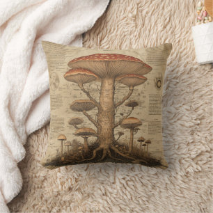 Vintage Mushroom Botanical Chart (9) Cushion