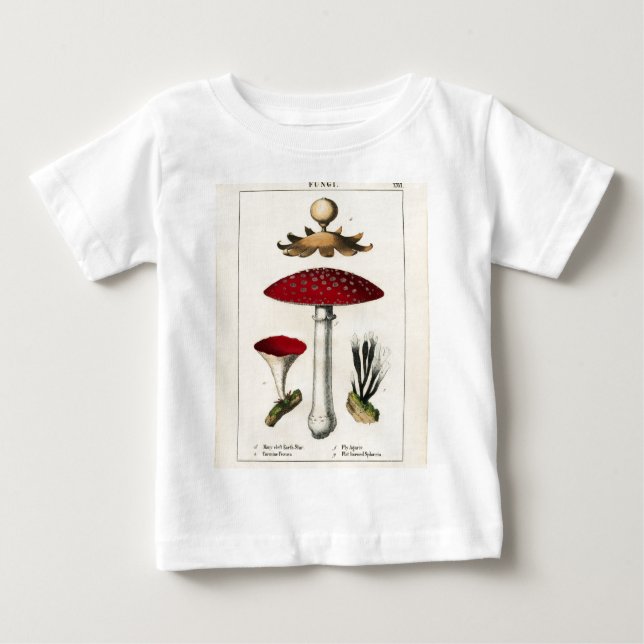Vintage Mushroom Botanical Print Baby T-Shirt (Front)