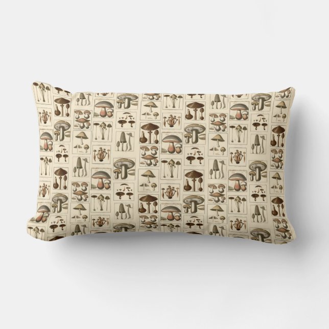 Vintage Mushroom Botanical Prints Pillow (Front)