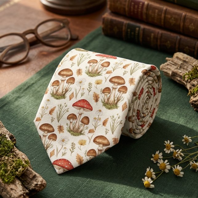 Vintage Mushroom Botanical Tie (Creator Uploaded)