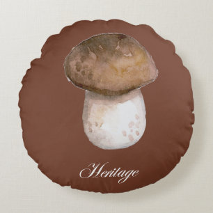 Vintage Mushroom Cottagecore Woodland Nature Desig Round Cushion
